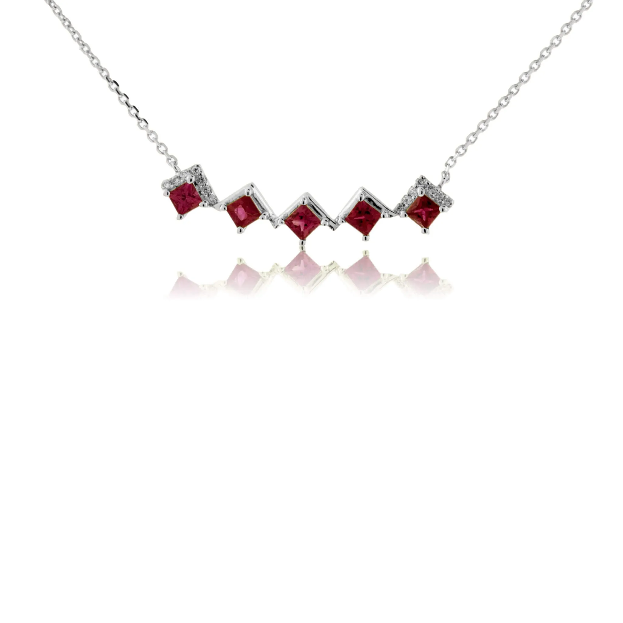 Princess-Cut Ruby & Diamond Necklace