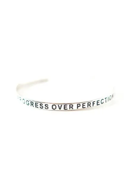 Progress Over Perfection Cuff - Silver