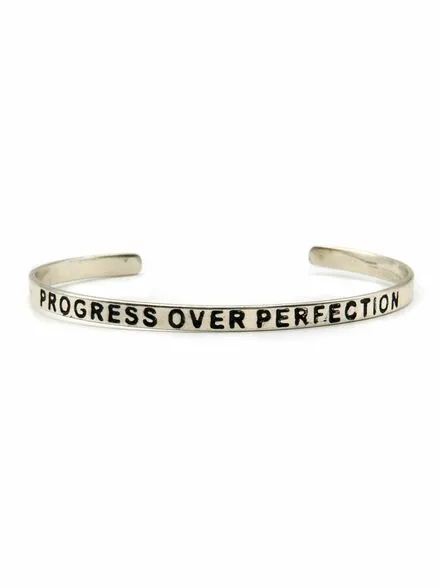 Progress Over Perfection Cuff - Silver