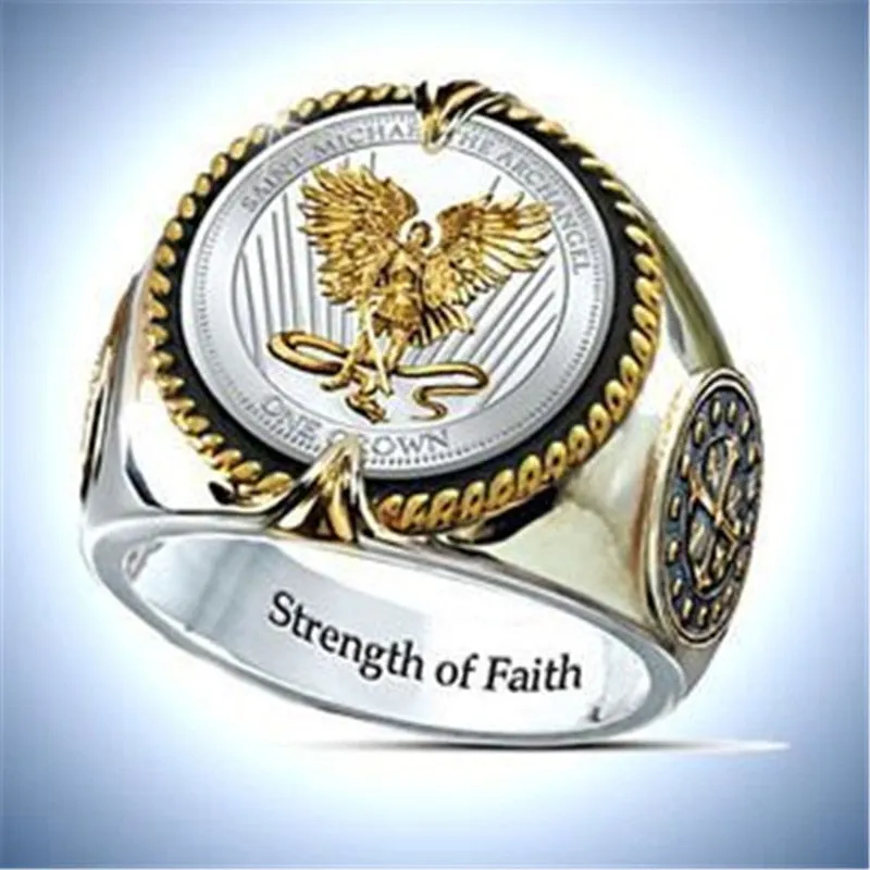 Punk Army Badge Signet Men's Ring Gold Finger Rings for Women