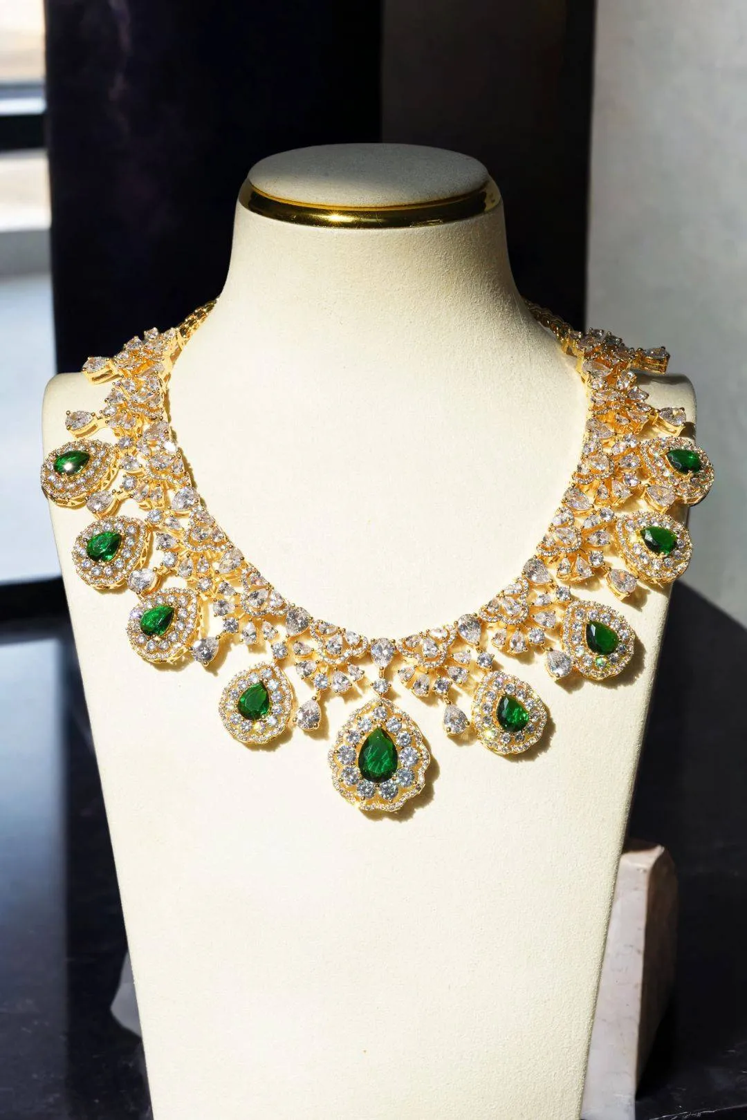 Purvi - Diamante Accent Necklace Set with Dangler Earrings & Matching Maang Tikka