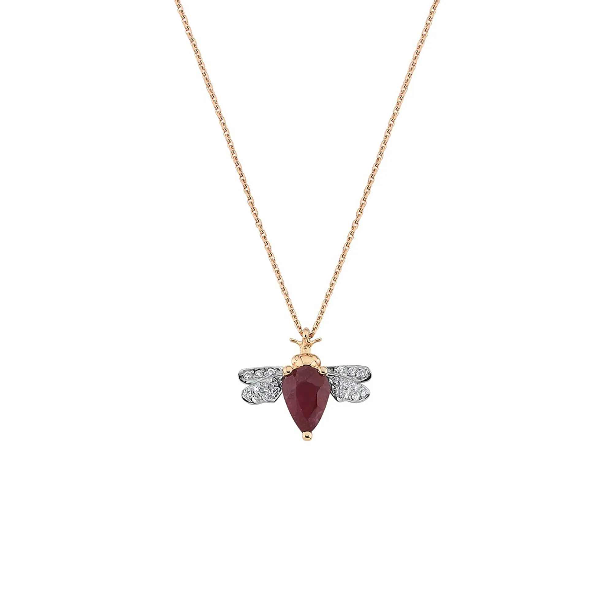 QUEEN BEE BELLA GOLD DIAMOND RUBY NECKLACE