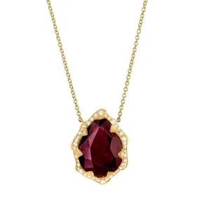 Queen Water Drop Natural Ruby Necklace with Full Pavé Halo