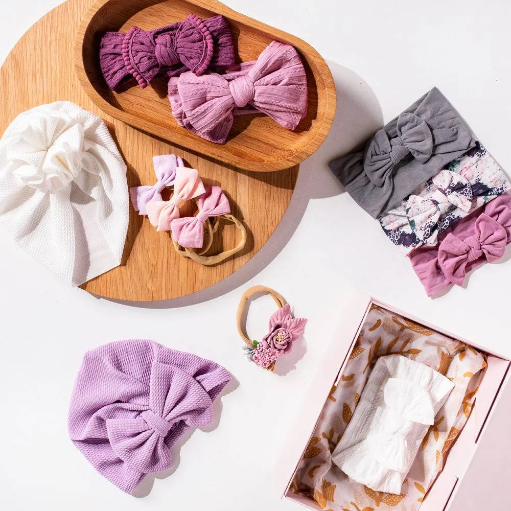 "Lucy Locket" Lilac Bows & Turbans — Baby Girl Gift Bundle