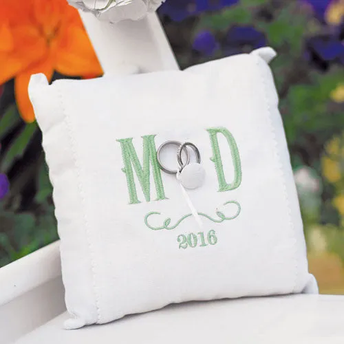 "Simply Sweet" Personalized Vineyard Monogram Ring Pillow