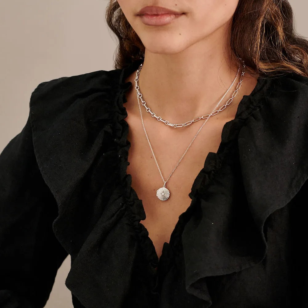 Radiant Pearl Locket Necklace - Silver