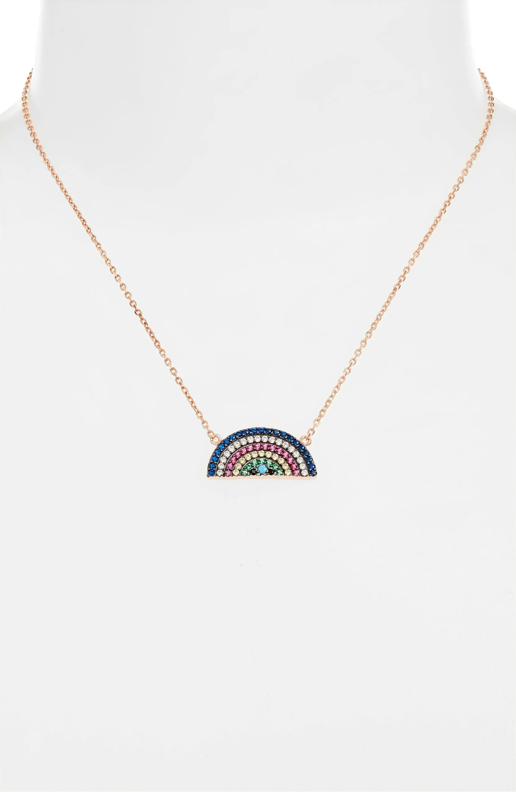 Rainbow Pave Charm Necklace