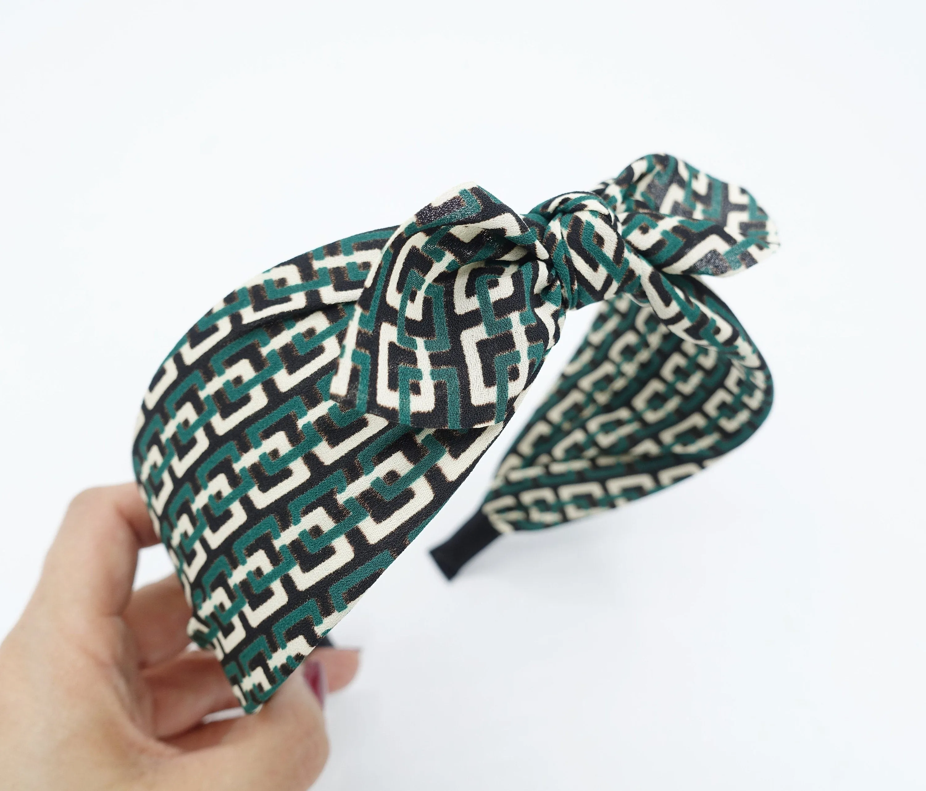 rectangular chain print headband knotted chiffon hairband for women