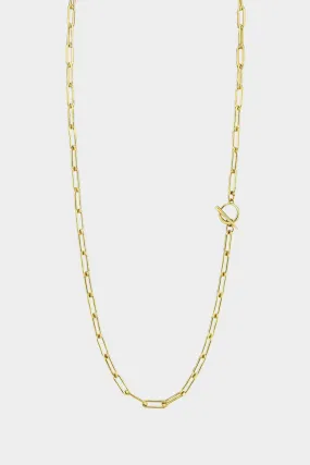 Rectangular Link Chain Necklace, Yellow Gold Plate