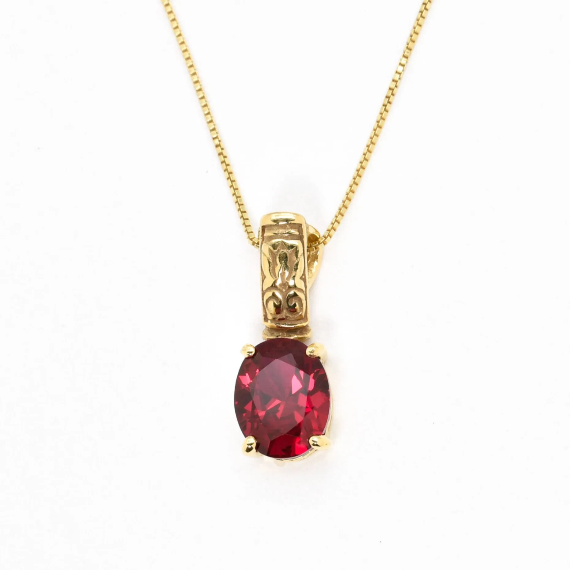 Red Ruby Pendant - Gold Ruby Necklace, Vintage Ruby Pendant