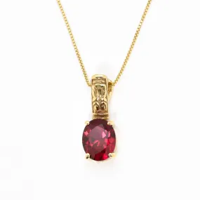 Red Ruby Pendant - Gold Ruby Necklace, Vintage Ruby Pendant