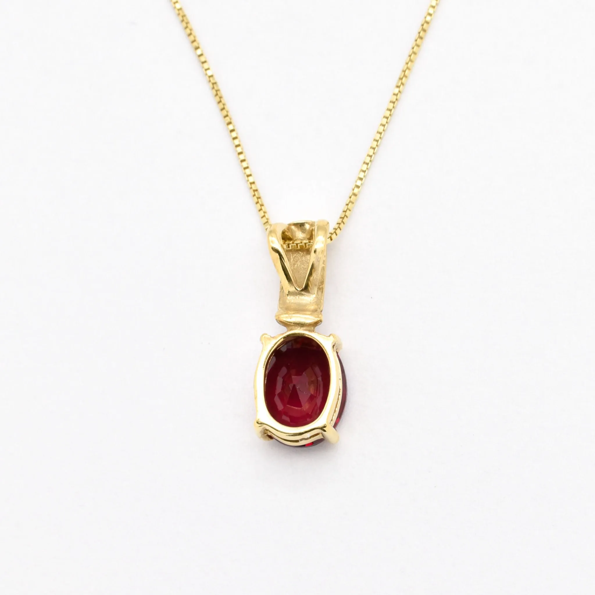 Red Ruby Pendant - Gold Ruby Necklace, Vintage Ruby Pendant