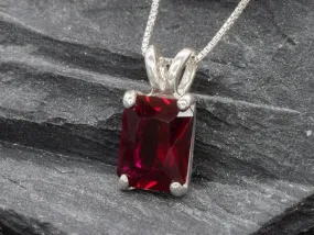 Red Square Pendant - Classic Ruby Necklace - Vintage Solitaire Necklace