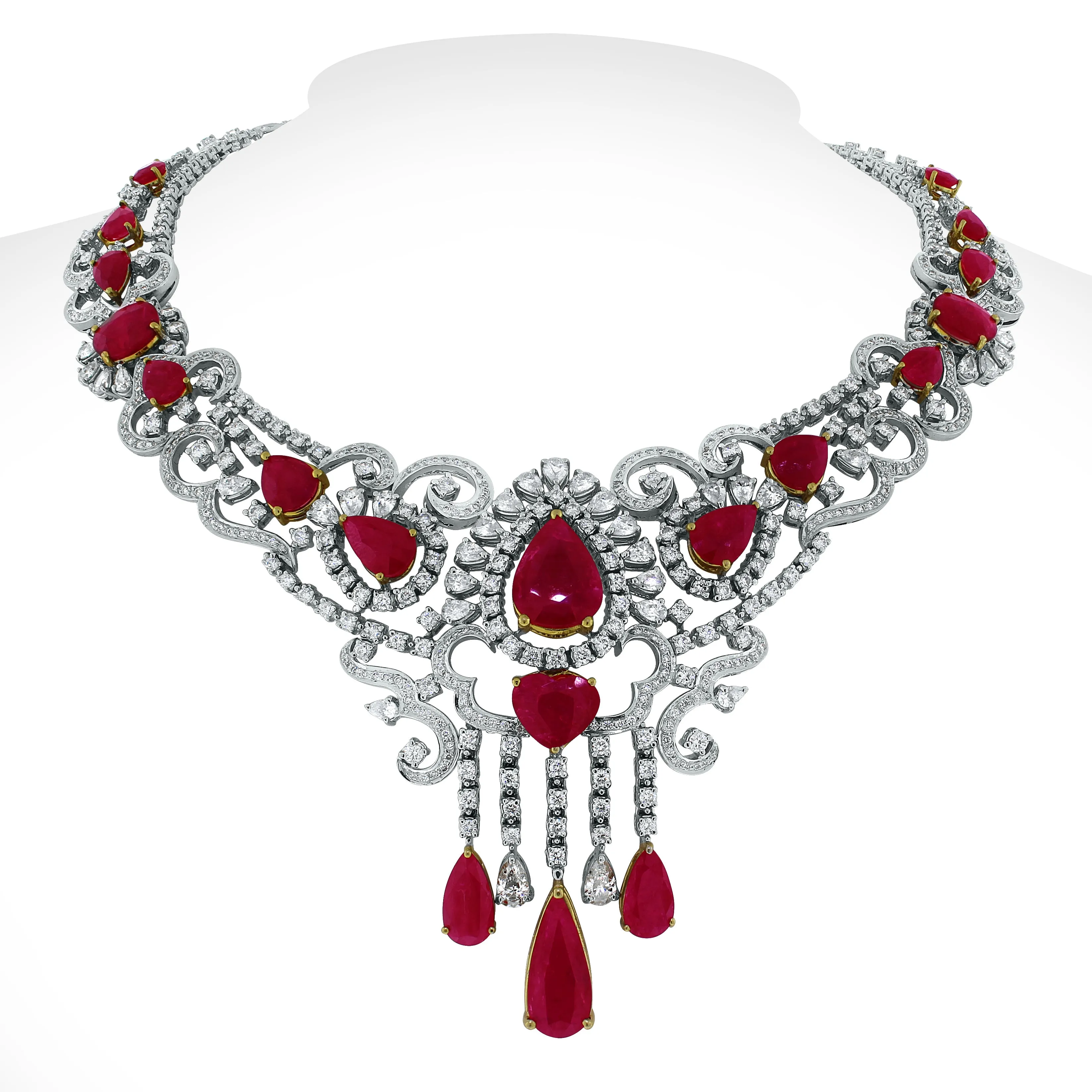 Regalia Ruby & Diamond Necklace (55.81 ct Diamonds & Rubies) in White Gold