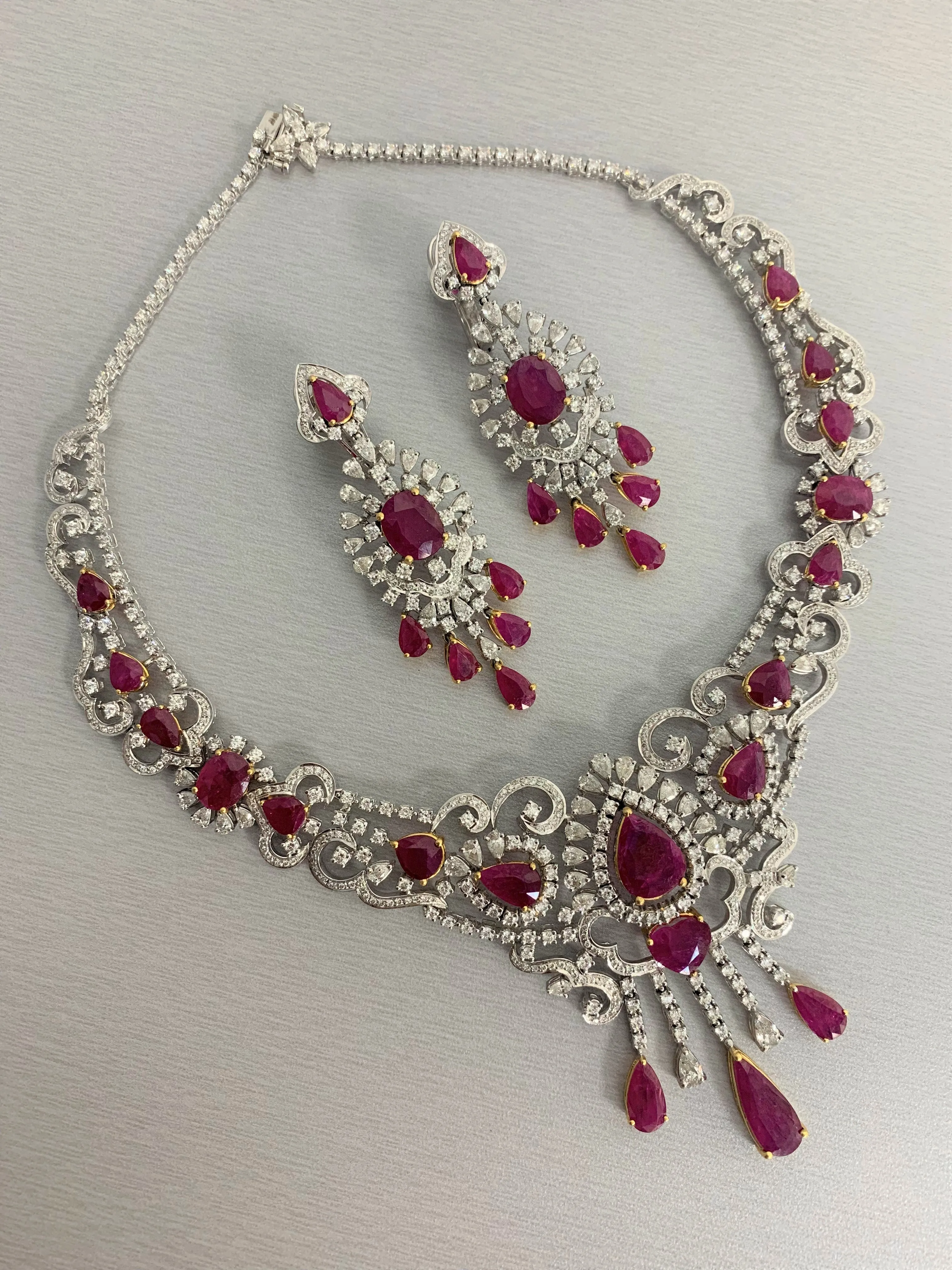 Regalia Ruby & Diamond Necklace (55.81 ct Diamonds & Rubies) in White Gold