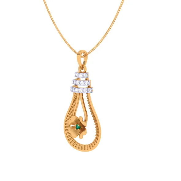 Ripped Motif Gold Floral Pendant