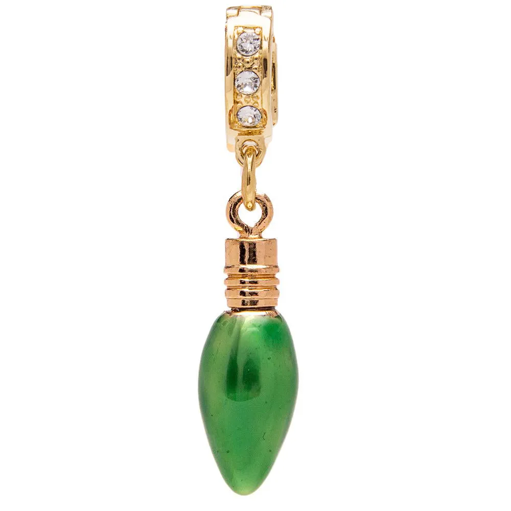 Ritzy Couture Green Christmas Lights and Swarovski Crystal Enhancer Charm (Goldtone)