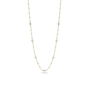 Roberto Coin 18k Gold Diamonds By The Inch 7 Station Dogbone Necklace