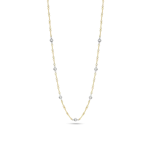 Roberto Coin 18k Gold Diamonds By The Inch 7 Station Dogbone Necklace