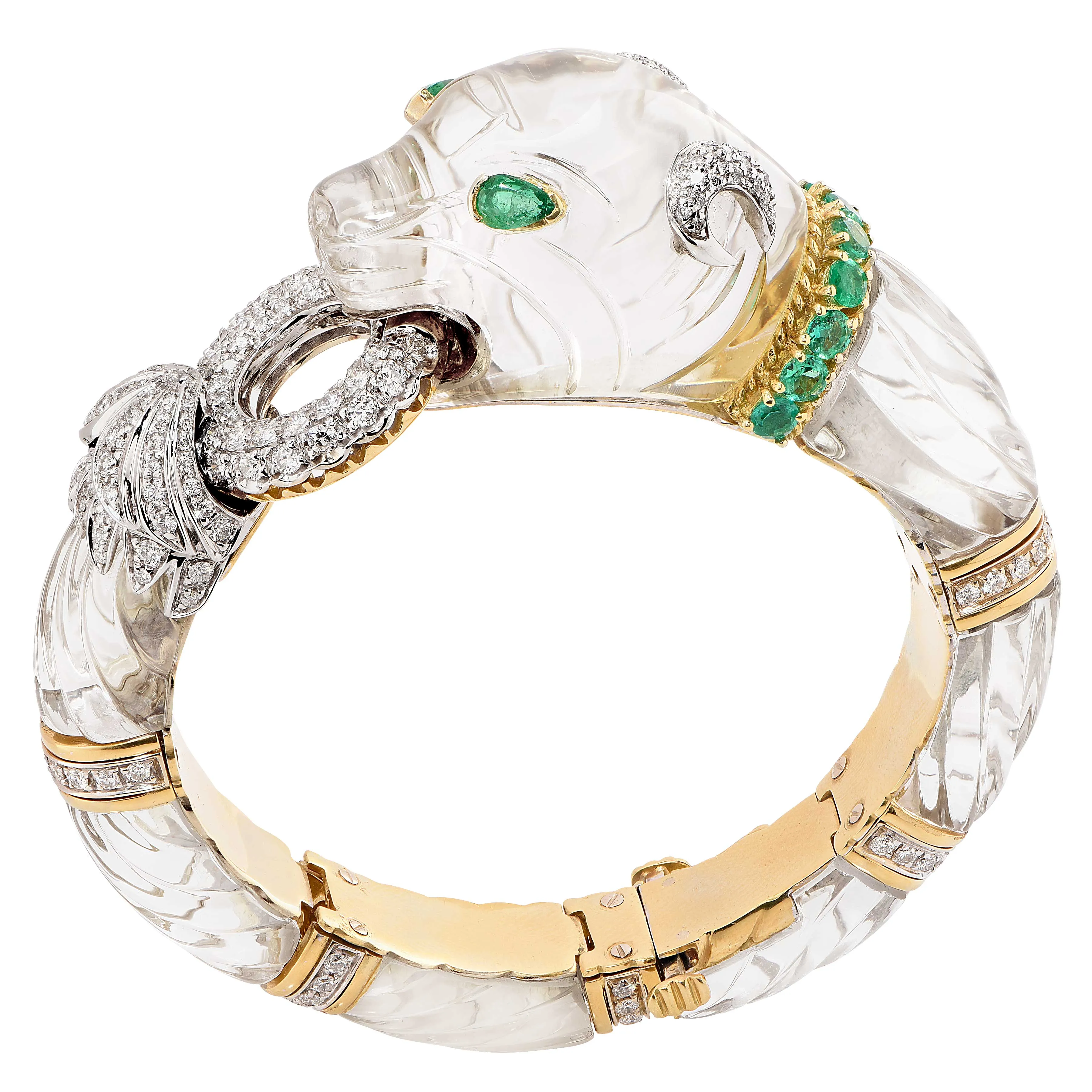 Roberto Legnazzi Crystal Diamonds and Emerald Bracelet