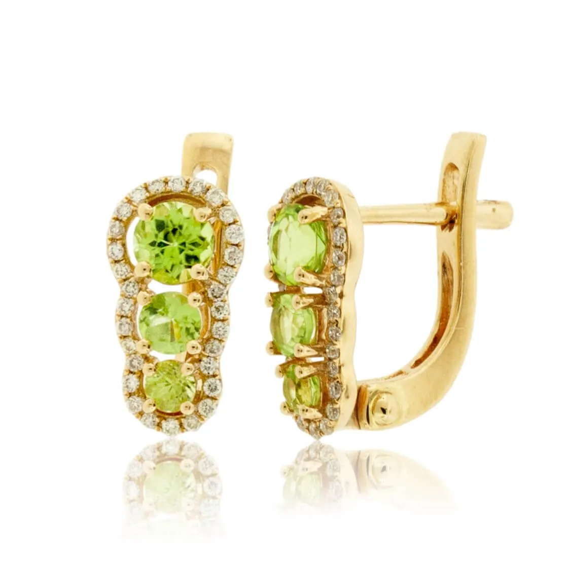 Round 3 Stone Style Peridot and Diamond Drop Style Earrings