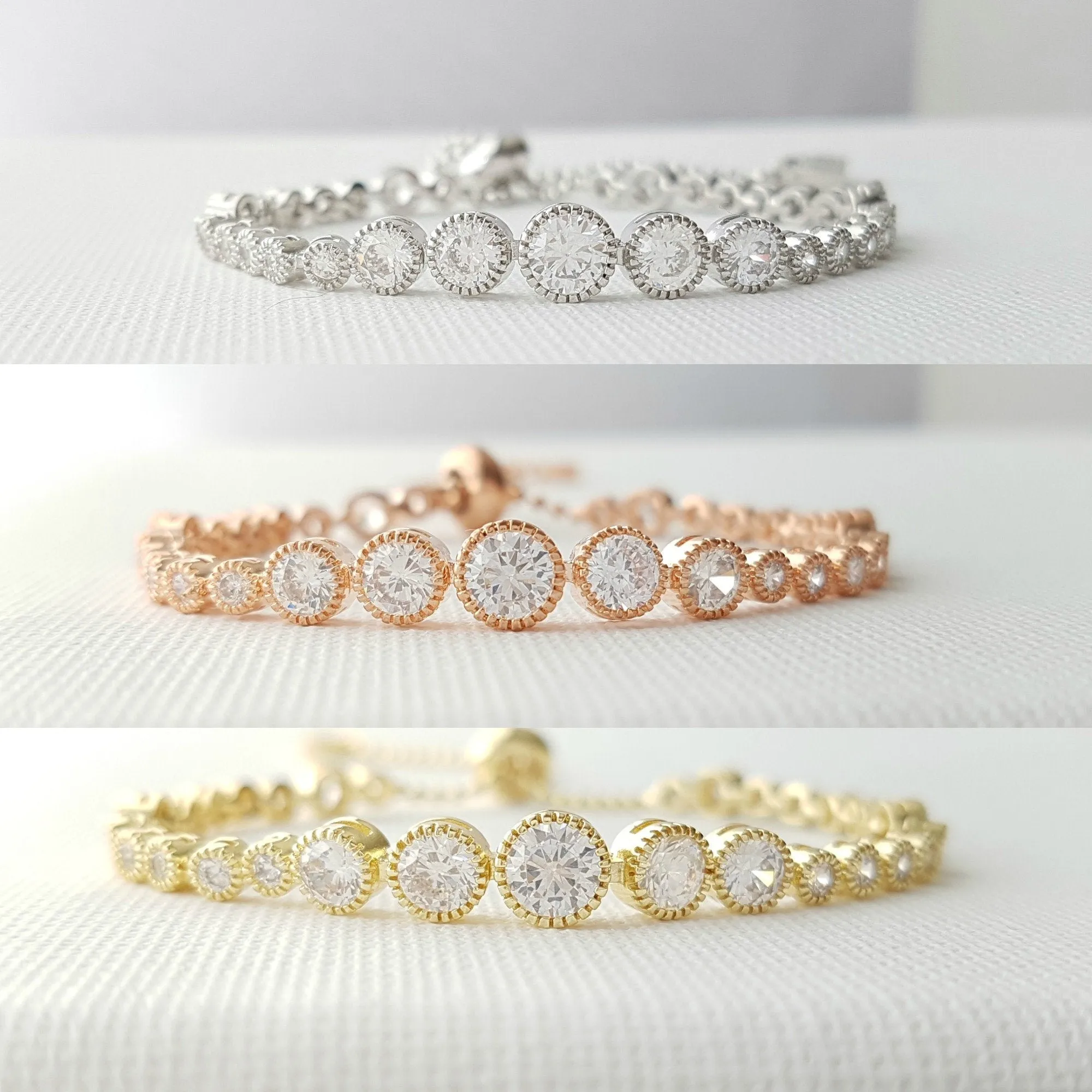 Round Crystal Bridal Bracelet- Zara