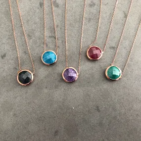 Round shape natural stone Necklaces