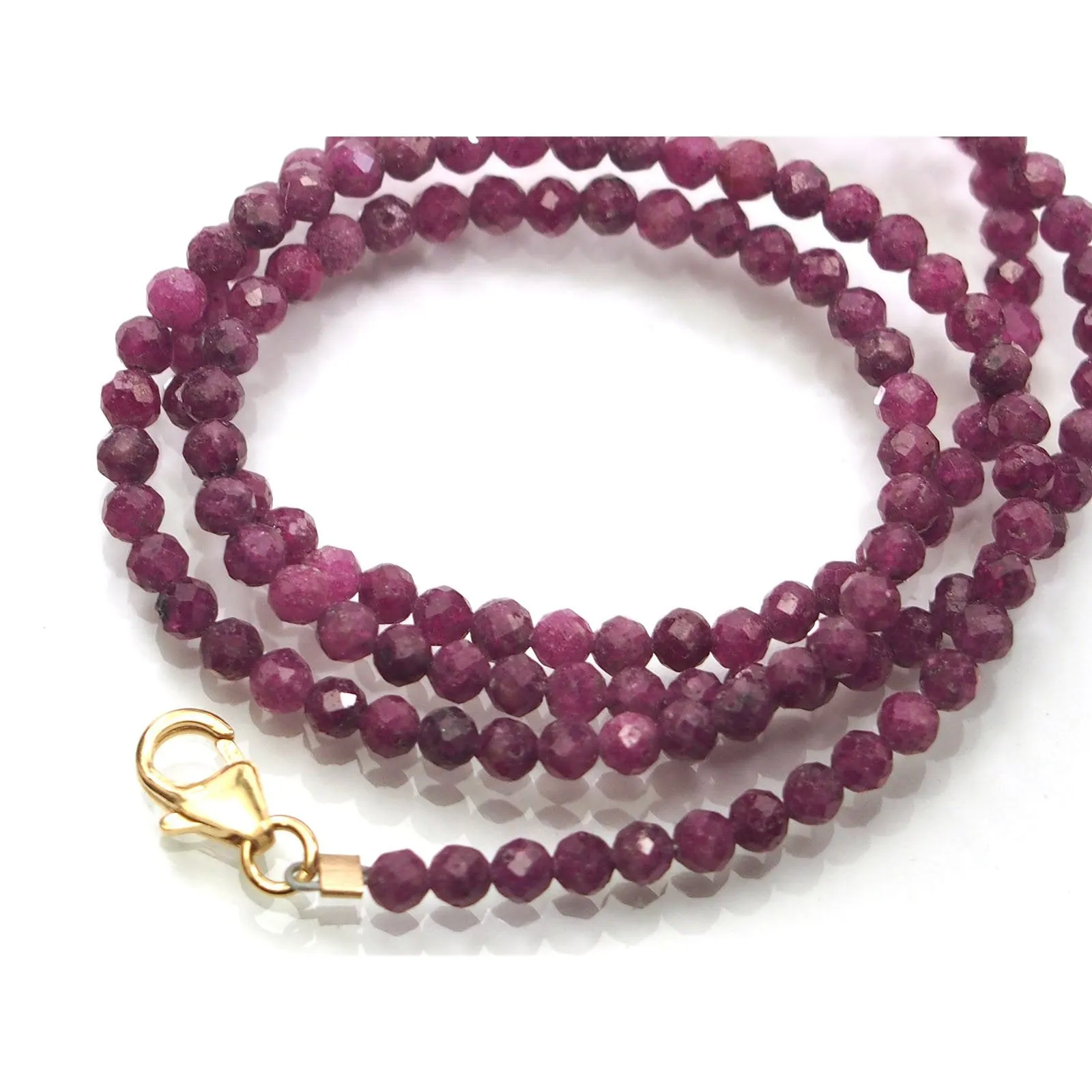 Ruby 3mm Faceted Round Necklace with Gold Filled Trigger Clasp