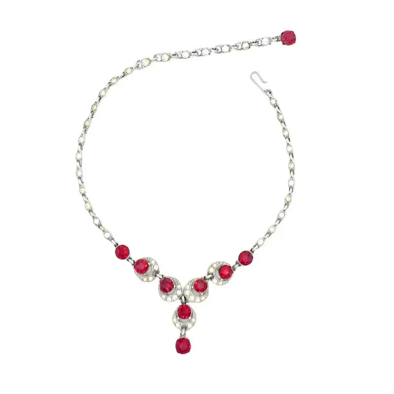 Ruby & Diamanté Bogoff Necklace with Drop