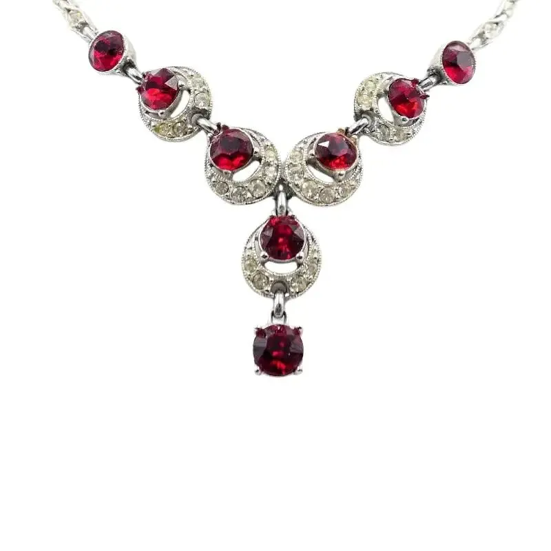 Ruby & Diamanté Bogoff Necklace with Drop