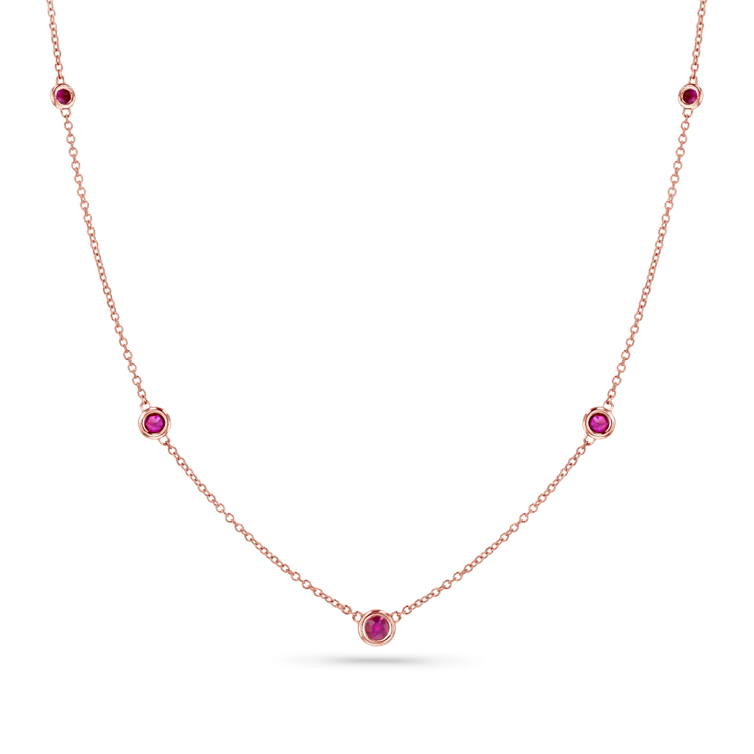 Ruby Bezel Strand Necklace