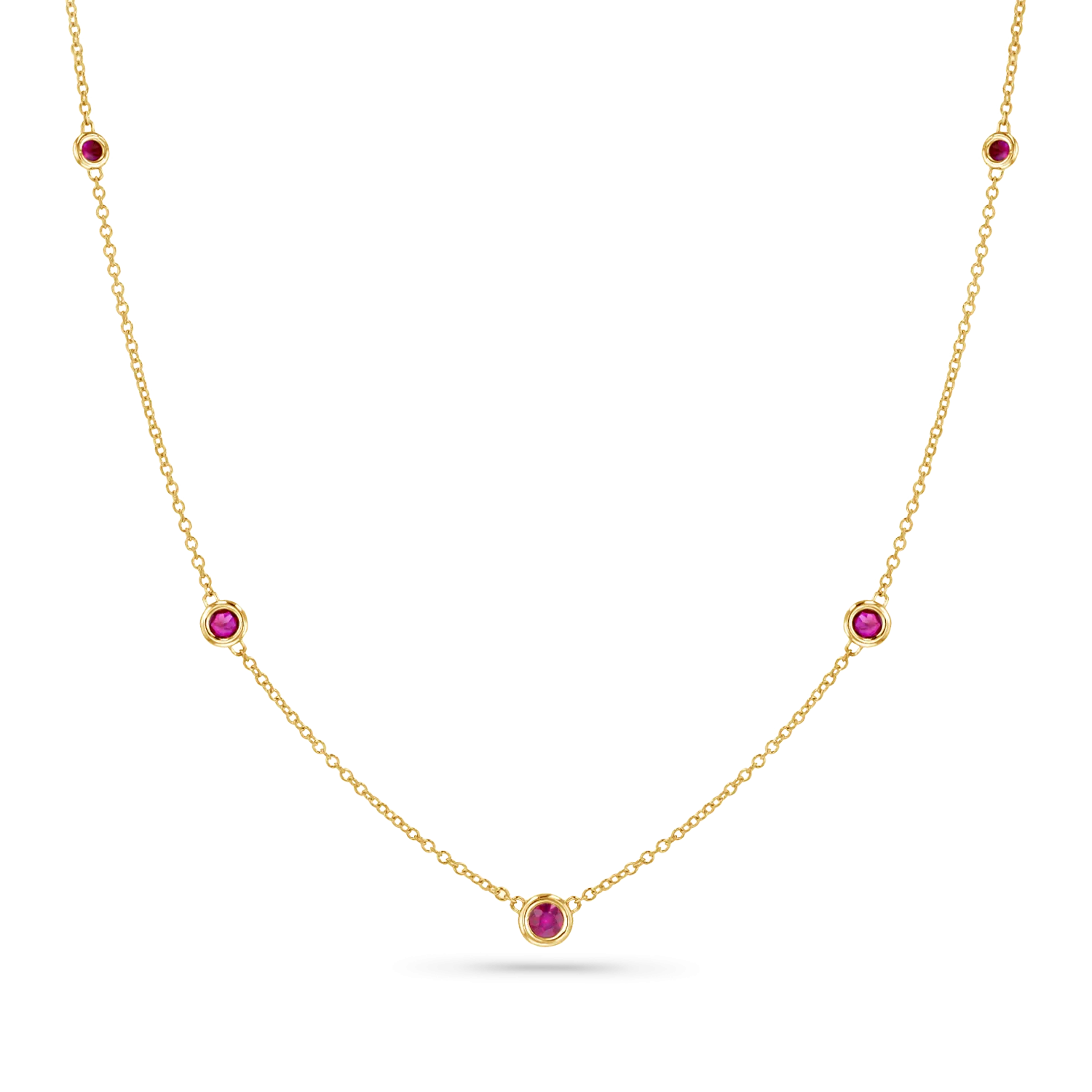 Ruby Bezel Strand Necklace