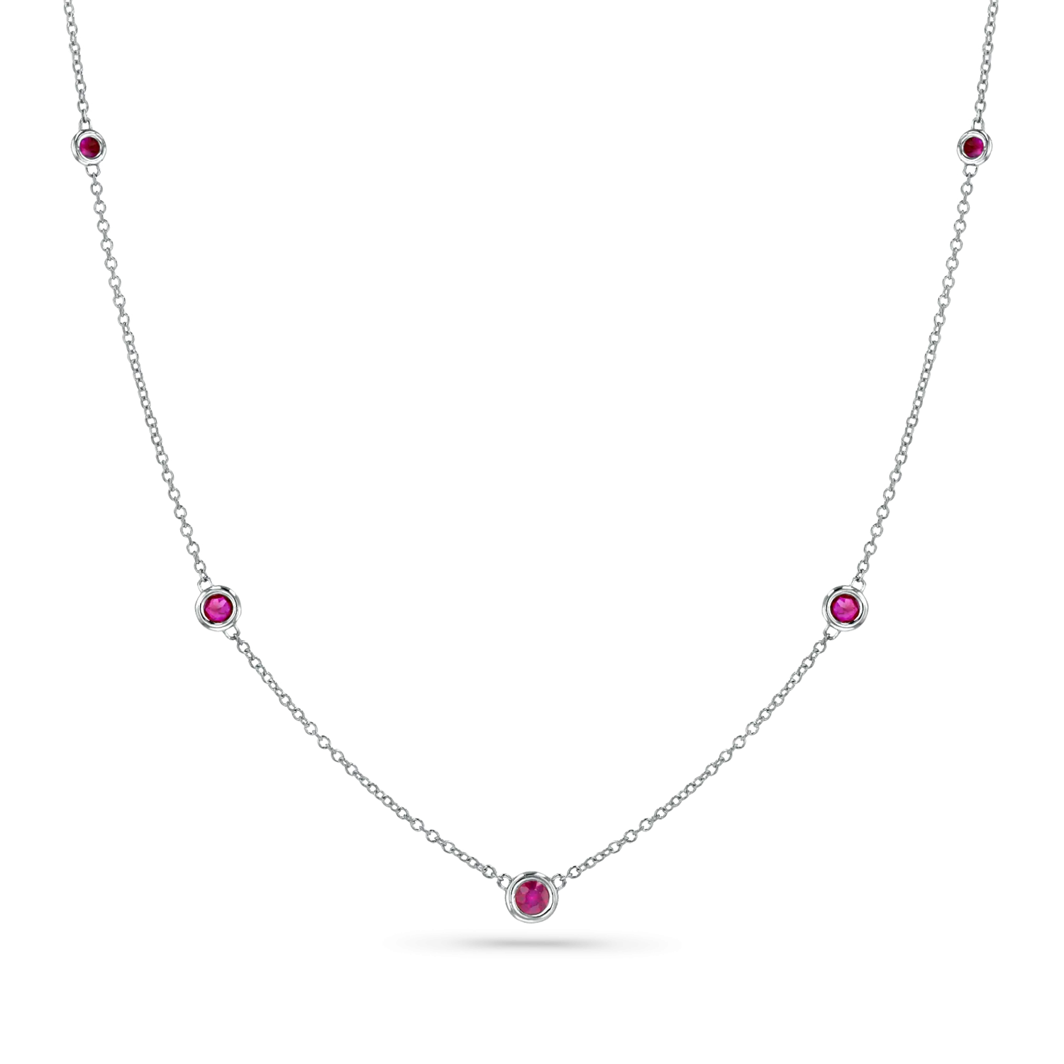 Ruby Bezel Strand Necklace