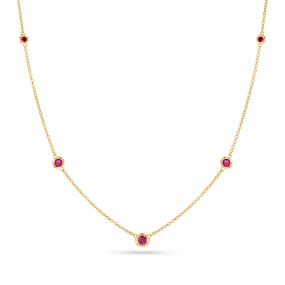 Ruby Bezel Strand Necklace