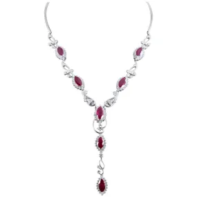 Ruby Diamond Gold Drop Necklace