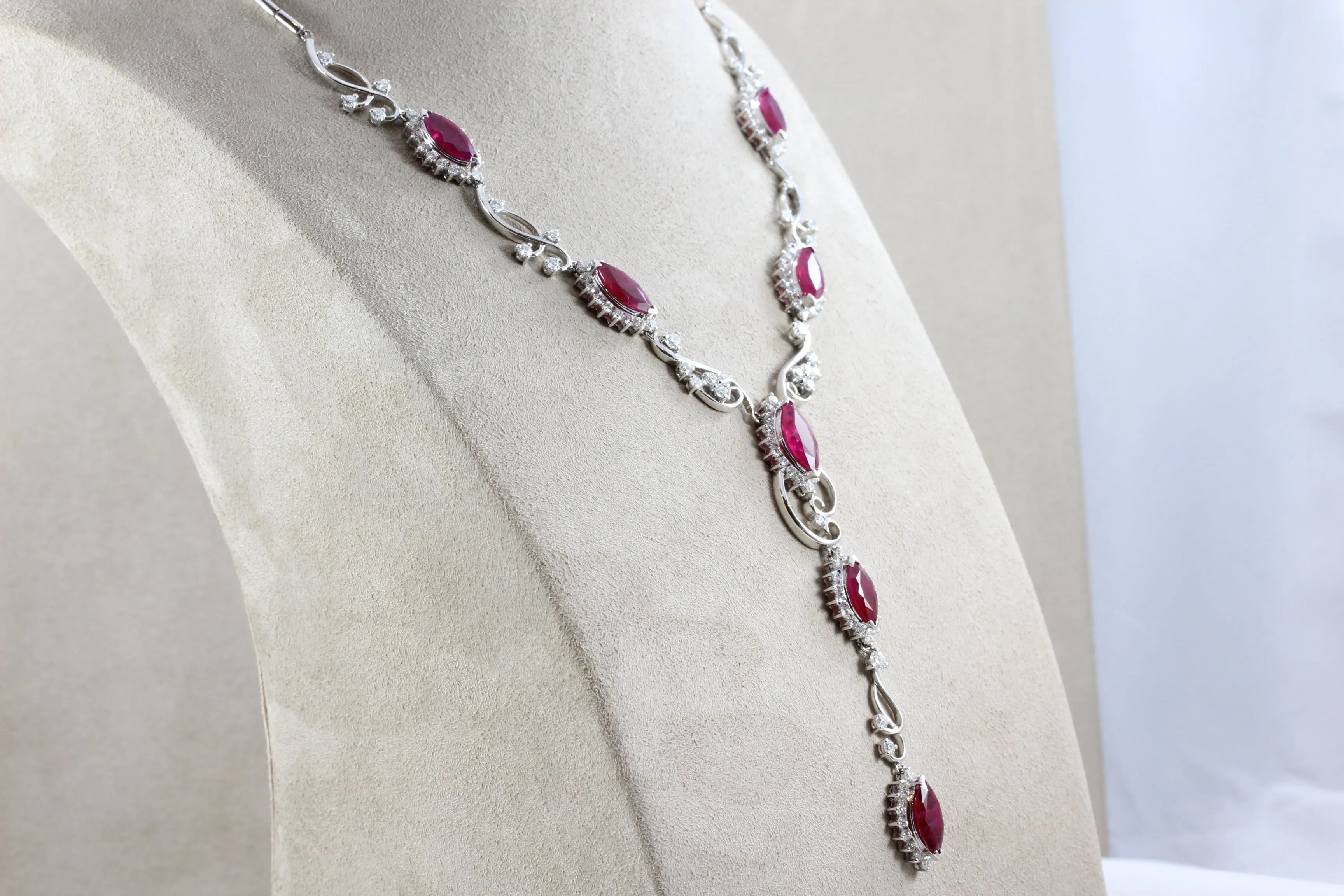 Ruby Diamond Gold Drop Necklace