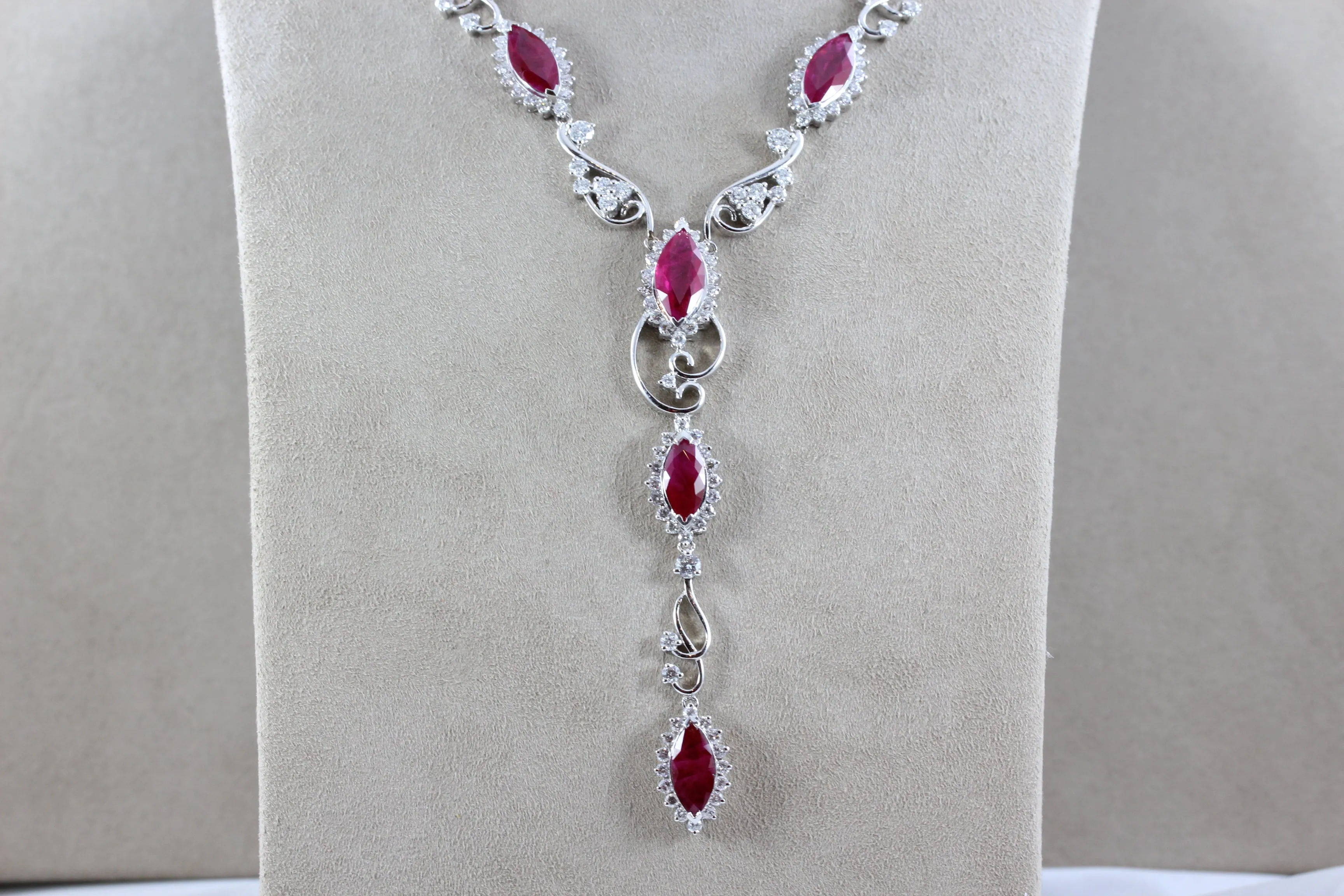 Ruby Diamond Gold Drop Necklace