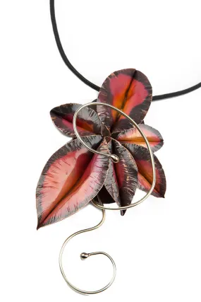 Ruby Foliage Metal Pendant