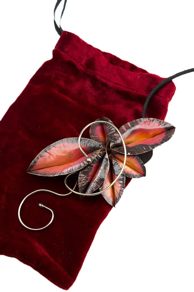 Ruby Foliage Metal Pendant