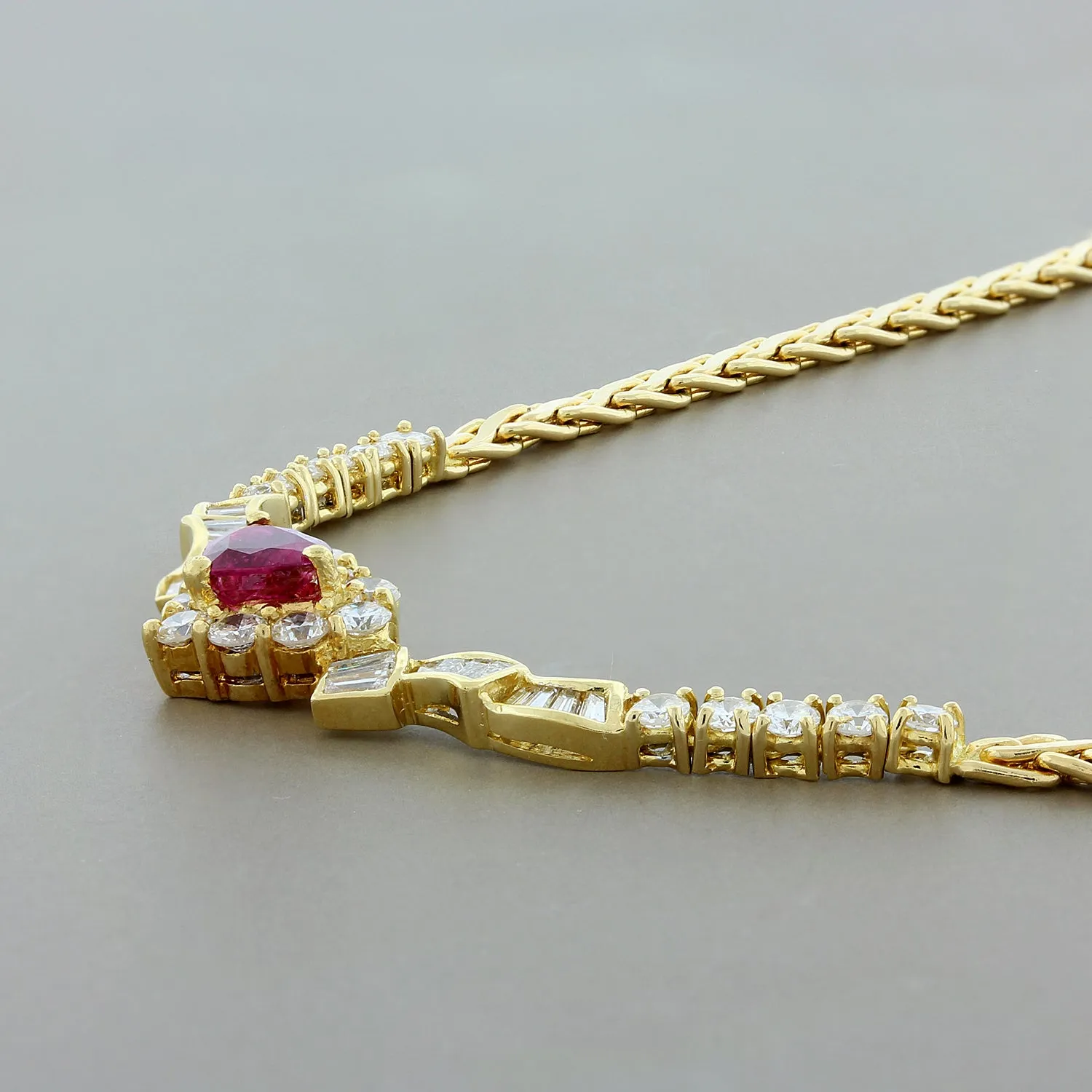 Ruby Heart Diamond Gold Necklace