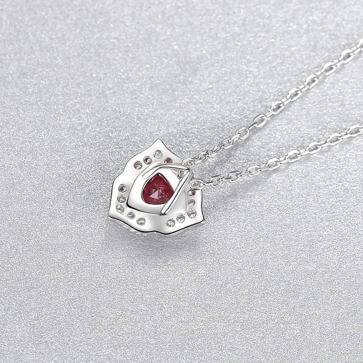 Ruby Simulant Silver Necklace