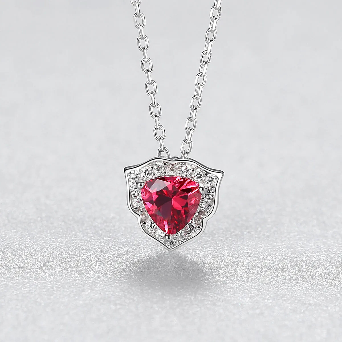 Ruby Simulant Silver Necklace