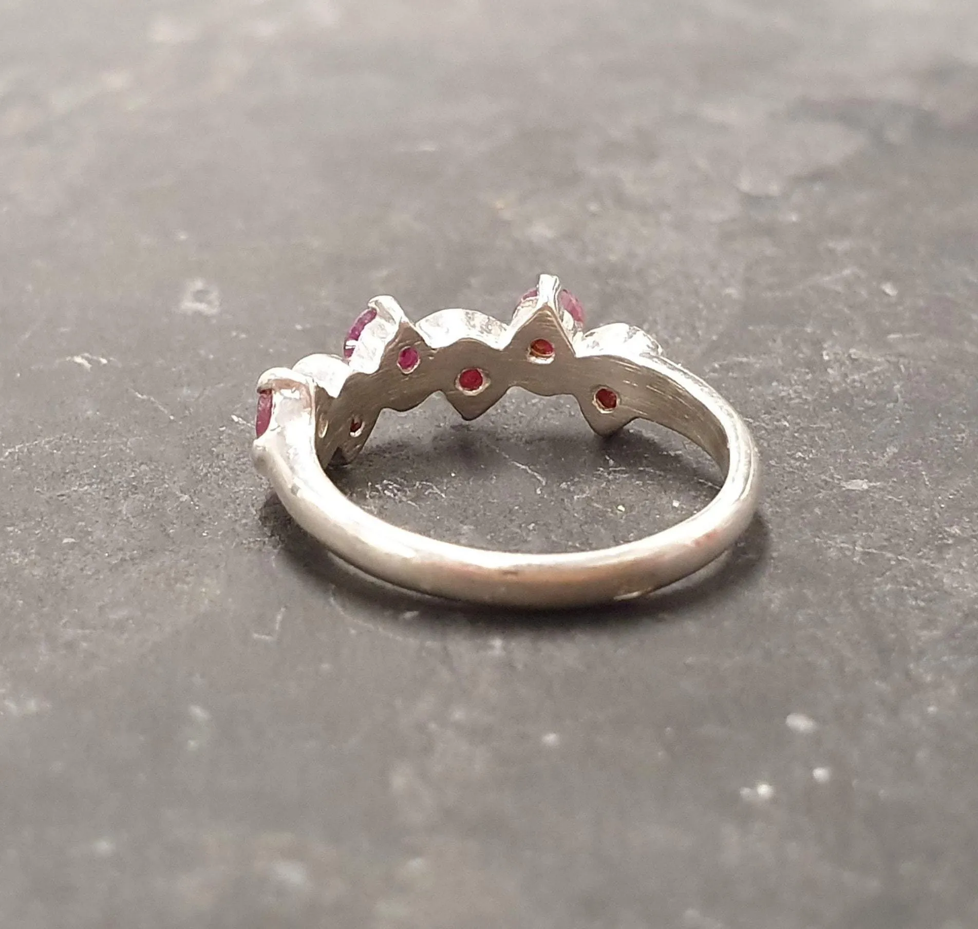 Ruby Stackable Ring - Asymmetric Ruby Band - Ruby Wavy Ring