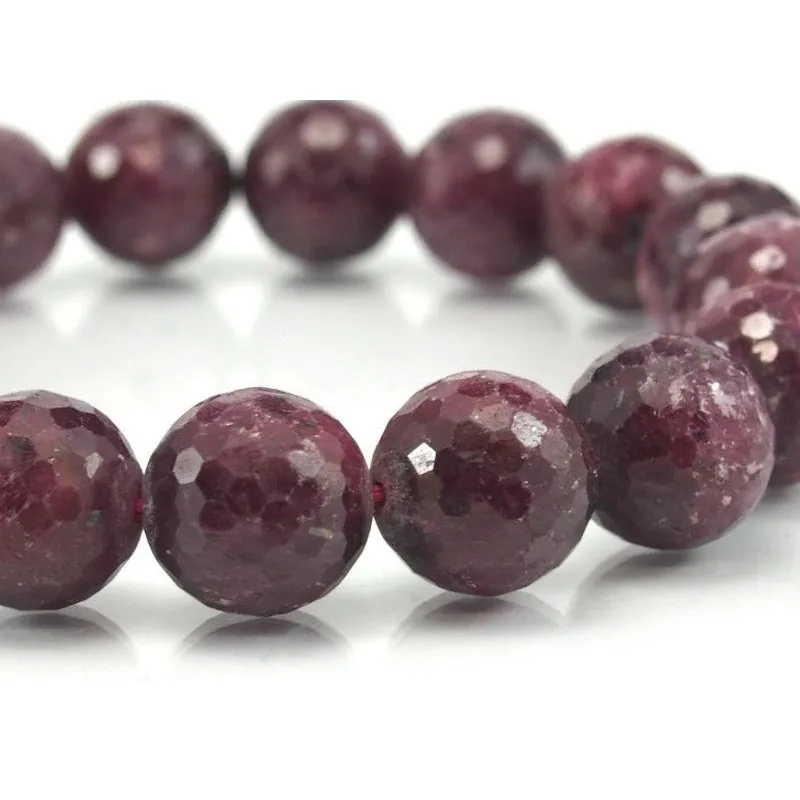 Ruby-Zoisite Faceted Stretch Bracelet 13mm