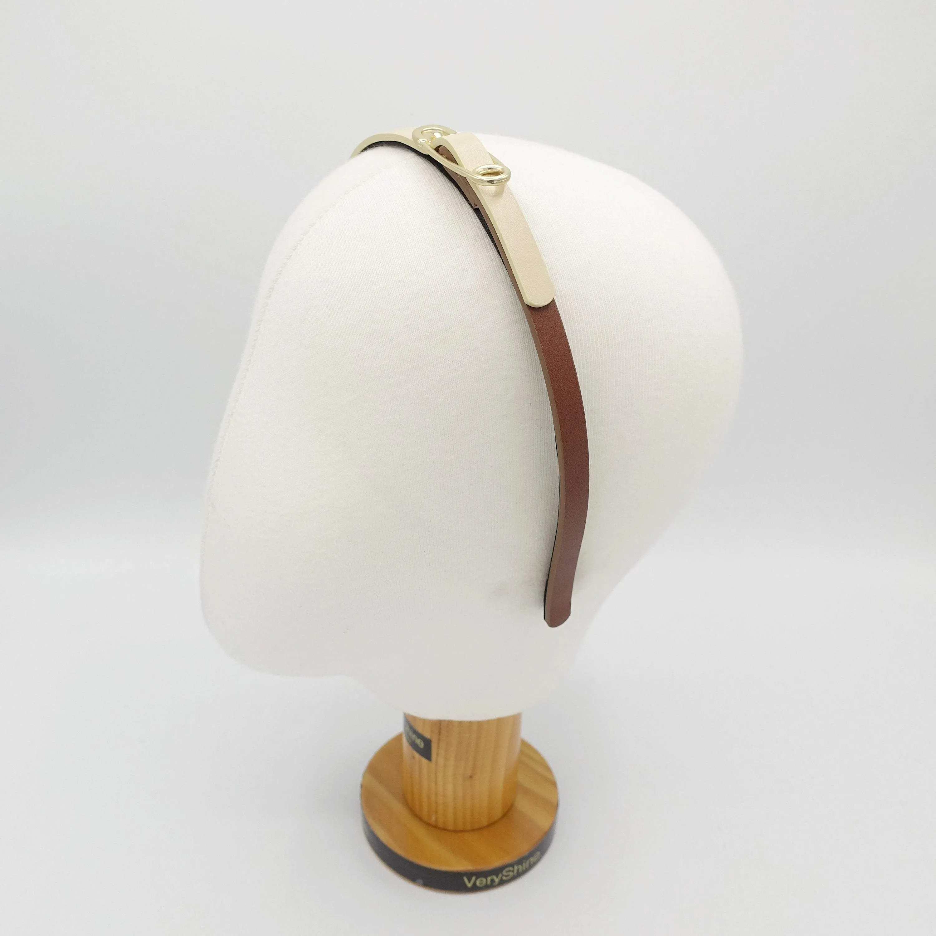 safety pin buckled leather headband thin hairband for women