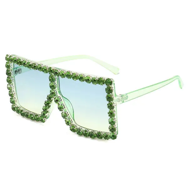 Sexy Green Rhinestone Sunglasses