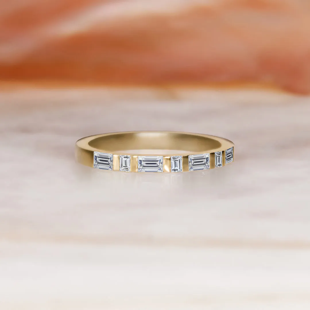 Shooting Star Geometric Natural Baguette Cut cut Diamond Wedding Band