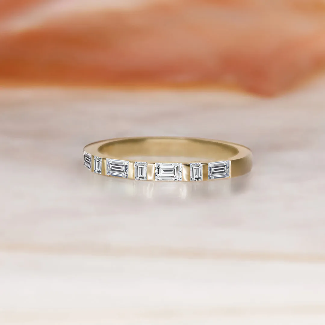 Shooting Star Geometric Natural Baguette Cut cut Diamond Wedding Band