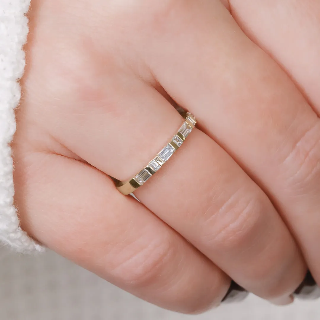 Shooting Star Geometric Natural Baguette Cut cut Diamond Wedding Band