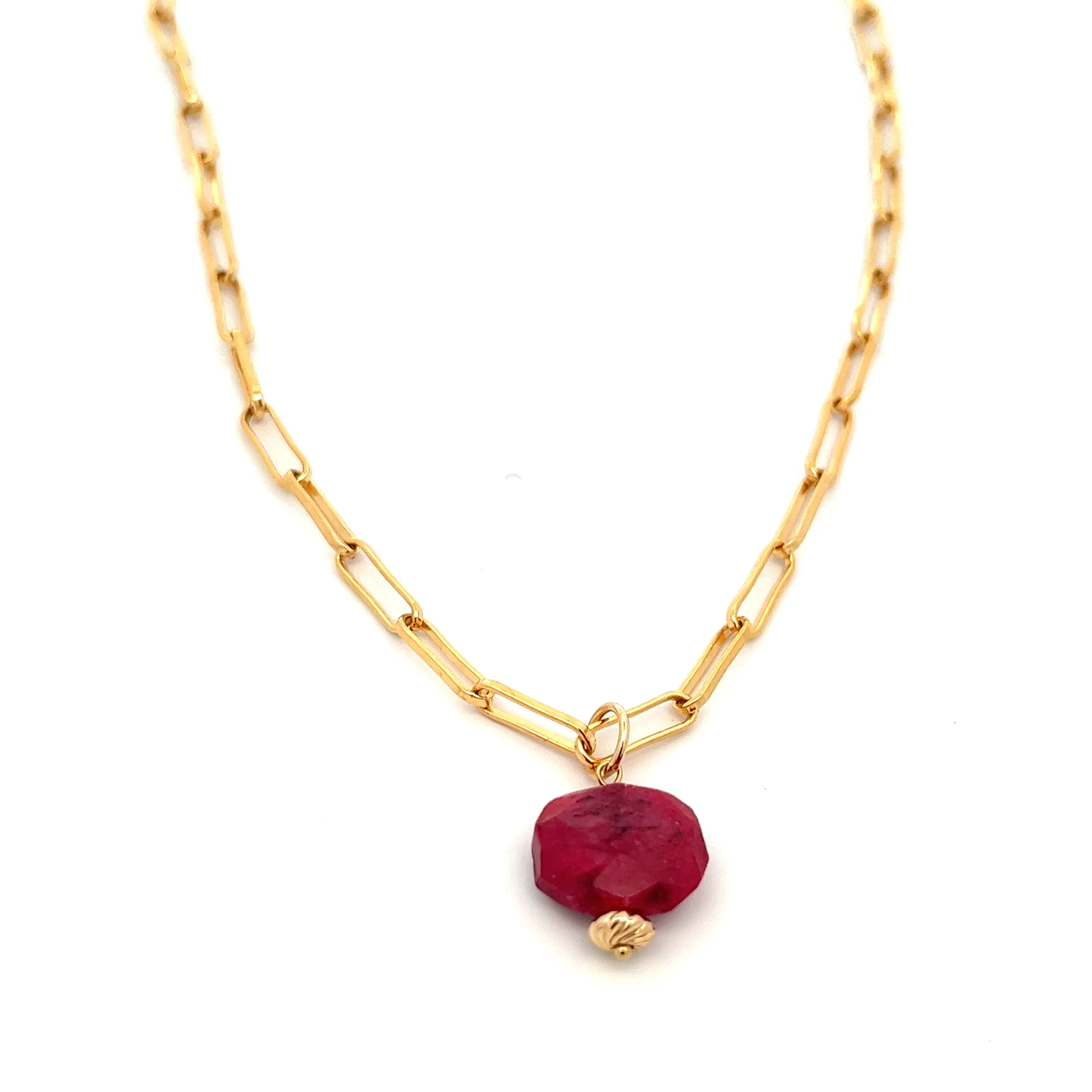 silk road - ruby barrel chain necklace